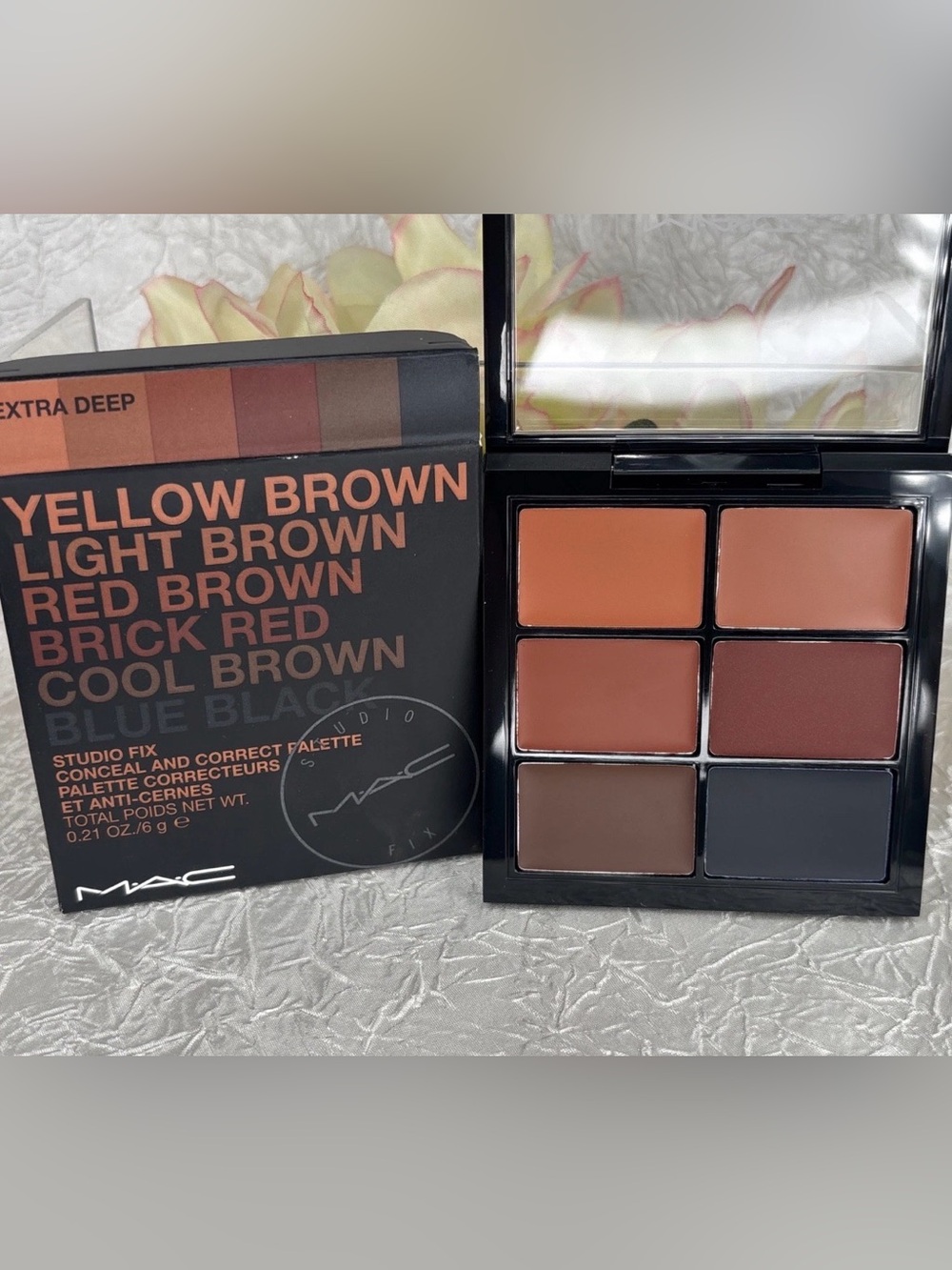MAC Studio Fix Conceal Correct Palette EXTRA DEEP Yellow Brown Red Brick Cooll